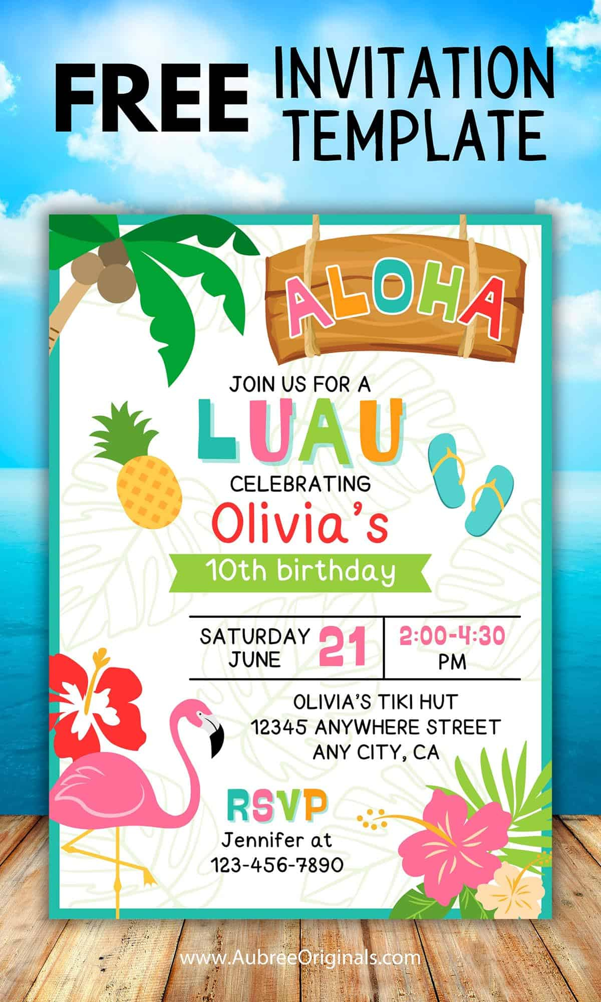 Free Printable Luau Birthday Party Invitation - Editable! - Aubree pertaining to Hawaiian Party Invitations Free Printable