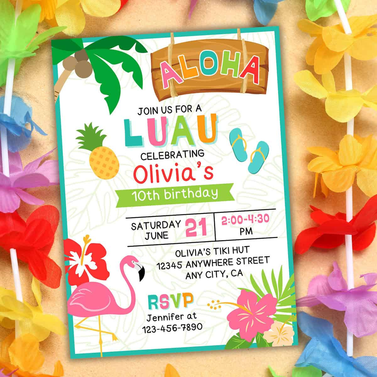 Free Printable Luau Birthday Party Invitation - Editable! - Aubree with Hawaiian Party Invitations Free Printable