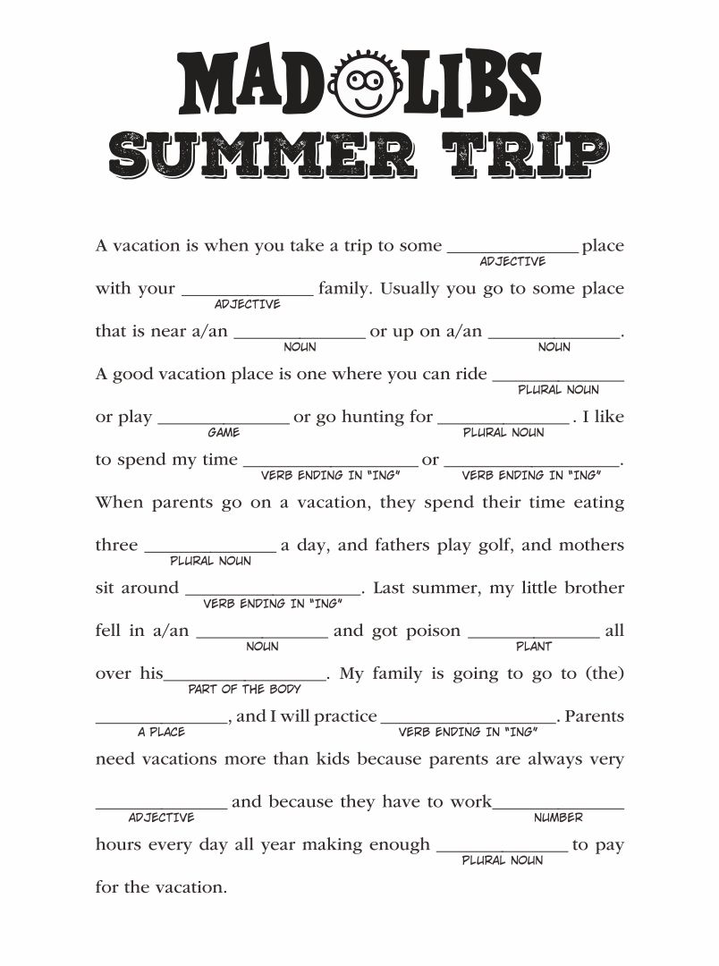 Free Printable Mad Libs For Middle School Students - Worksheets in Free Printable Mad Libs For Middle School Students
