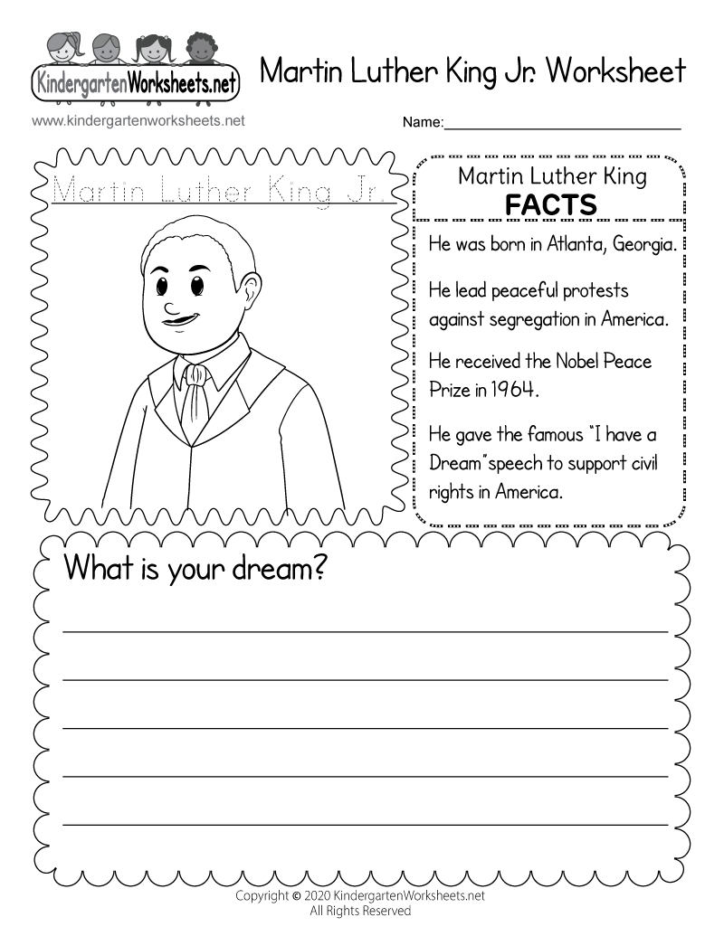 Free Printable Martin Luther King Jr. Worksheet with regard to Free Printable Martin Luther King Jr Worksheets