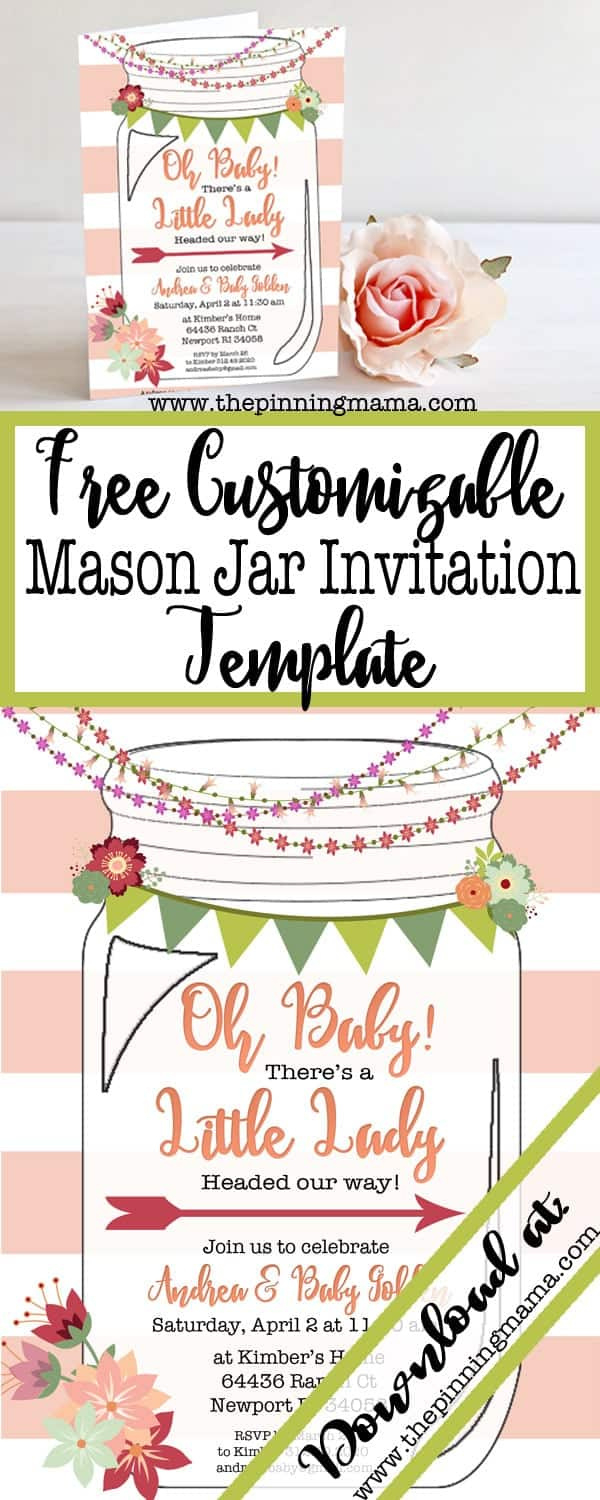 Free Printable Mason Jar Invitation • The Pinning Mama regarding Free Mason Jar Wedding Invitation Printable Templates