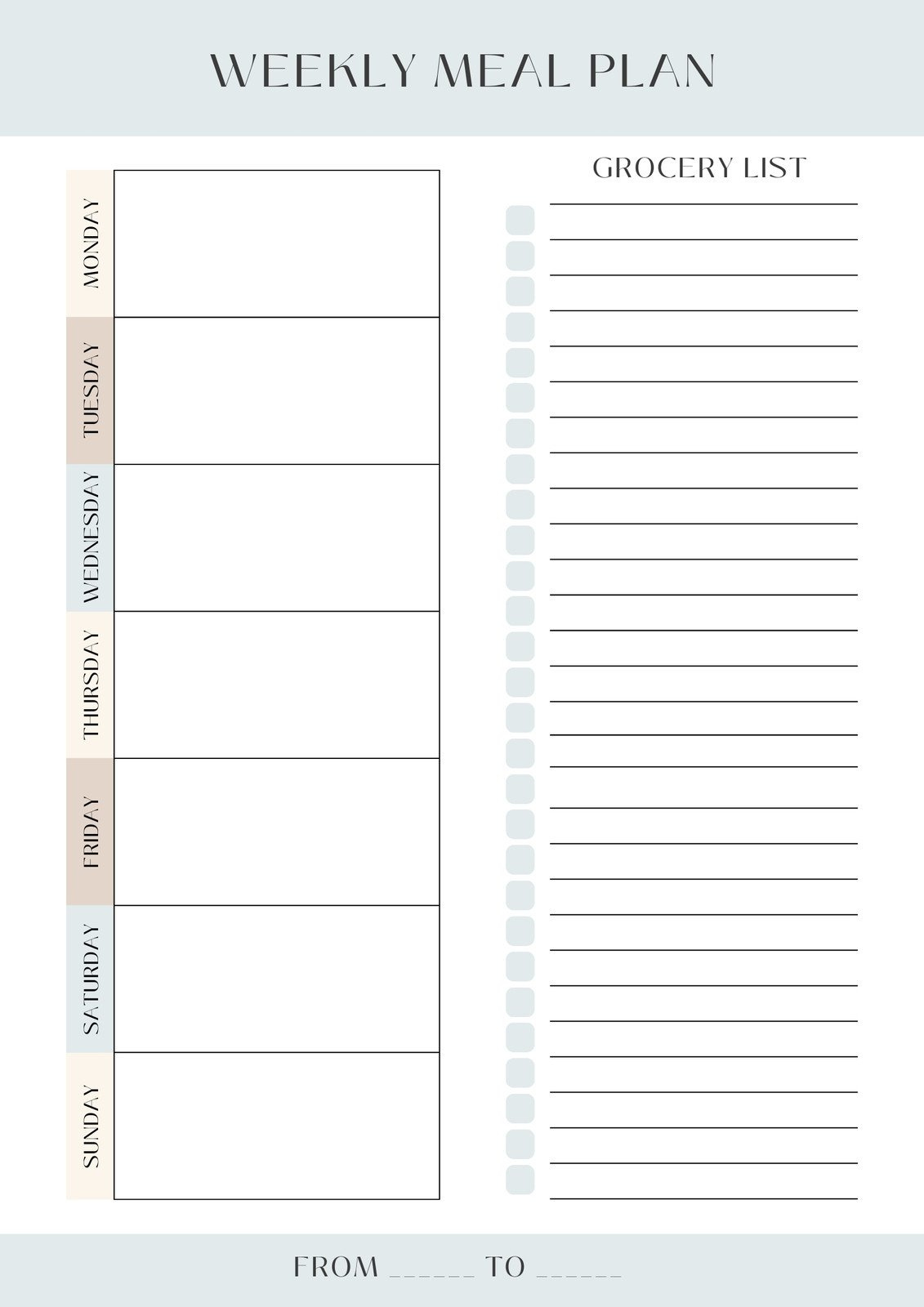 Free Printable Meal Planner Templates To Edit Online | Canva in Weekly Menu Free Printable