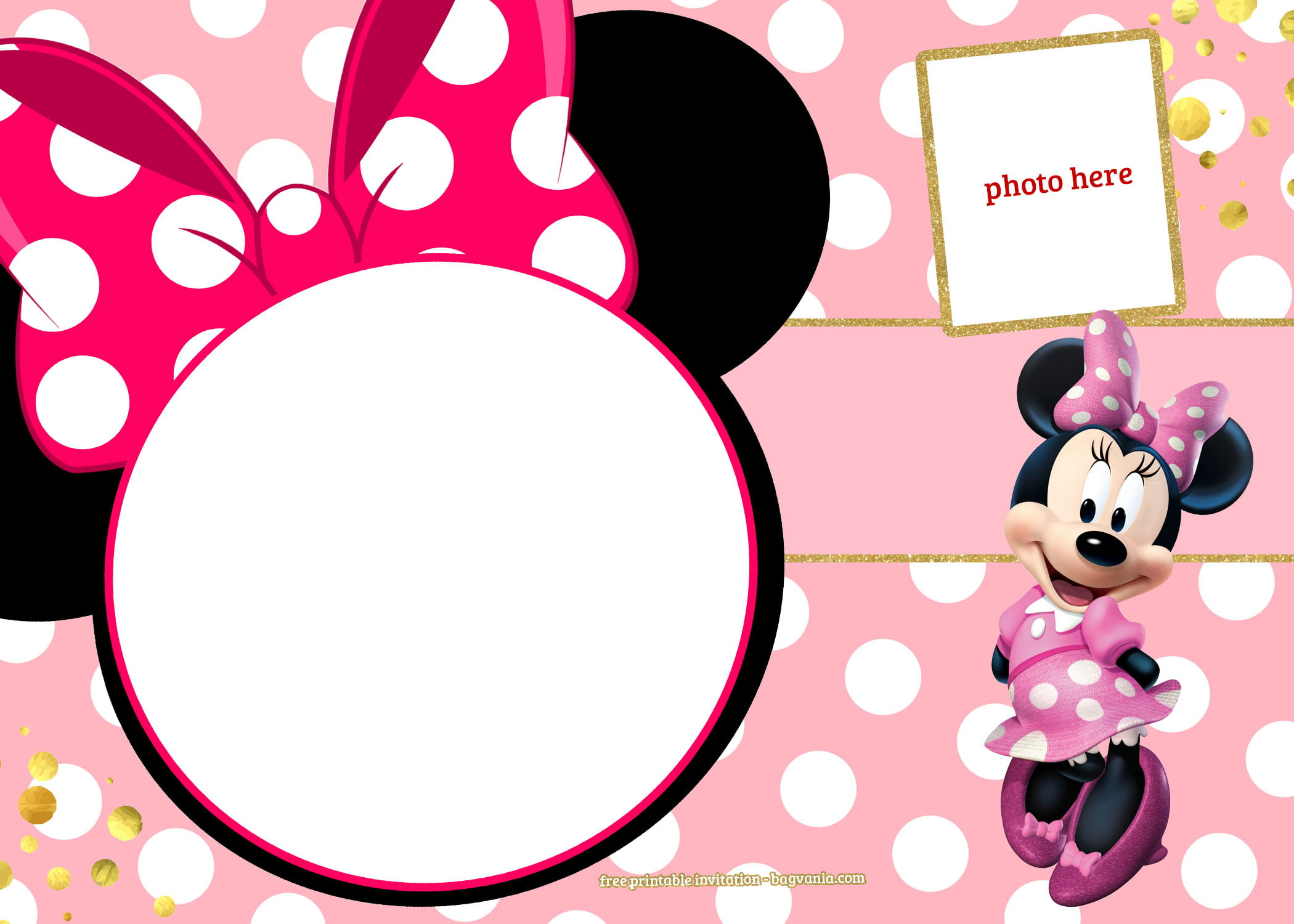 Free Printable Minnie Mouse Pinky Birthday Invitation Template in Free Printable Mickey And Minnie Mouse Invitations