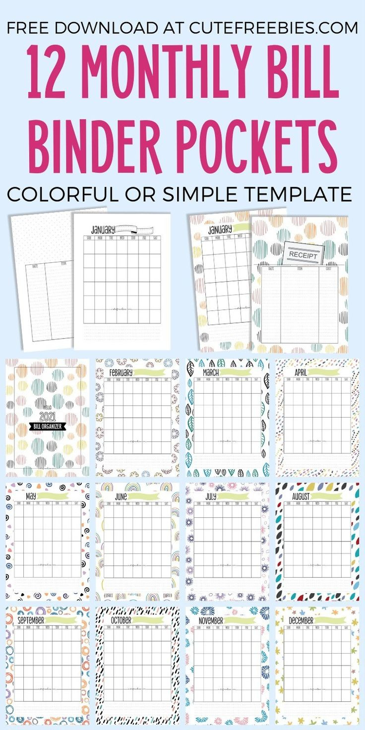 Free Printable Monthly Bill Organizer - Cute Freebies For You with regard to Bill Binder Free Printables