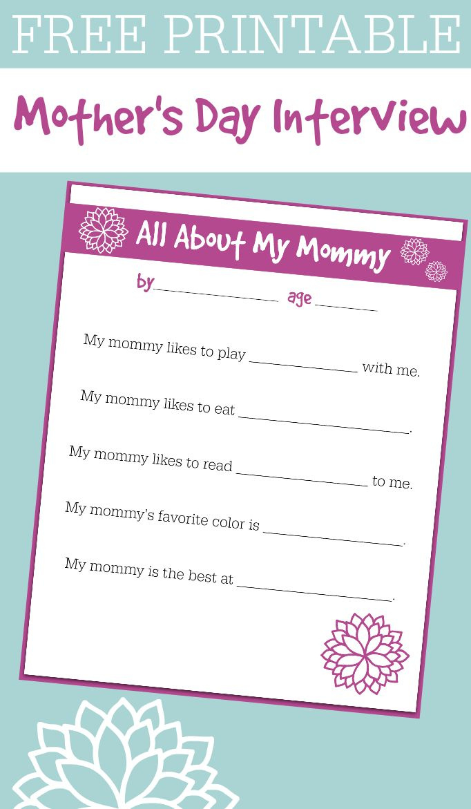 Free Printable Mother'S Day Interview For Kids in Free Printable Mother's Day Questionnaire