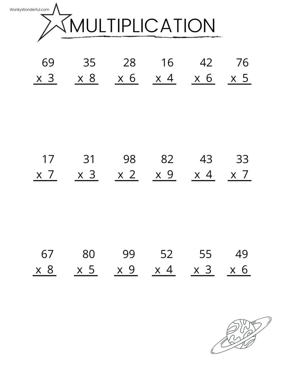 Free Printable Multiplication Worksheets + Wonkywonderful intended for Free Printable Multiplication Sheets