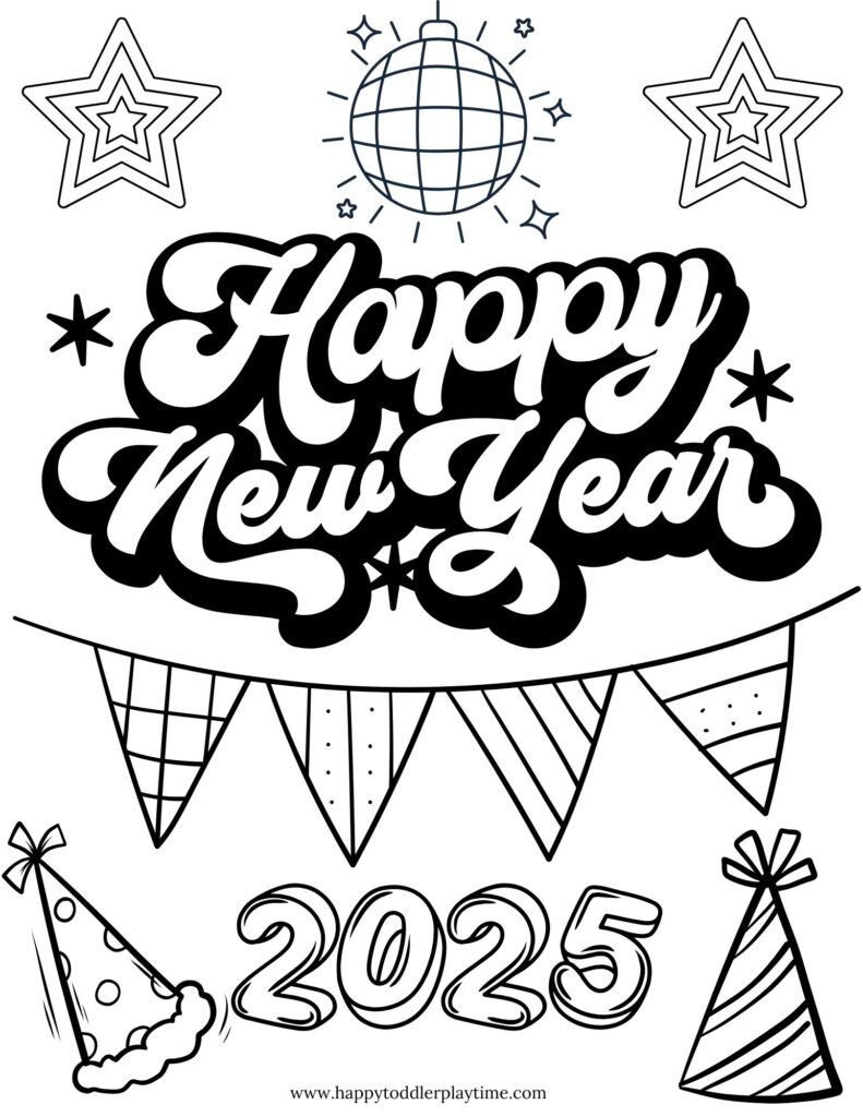 Free Printable New Year&amp;#039;S Eve Coloring Pages - Happy Toddler Playtime intended for New Year Coloring Pages Free Printables
