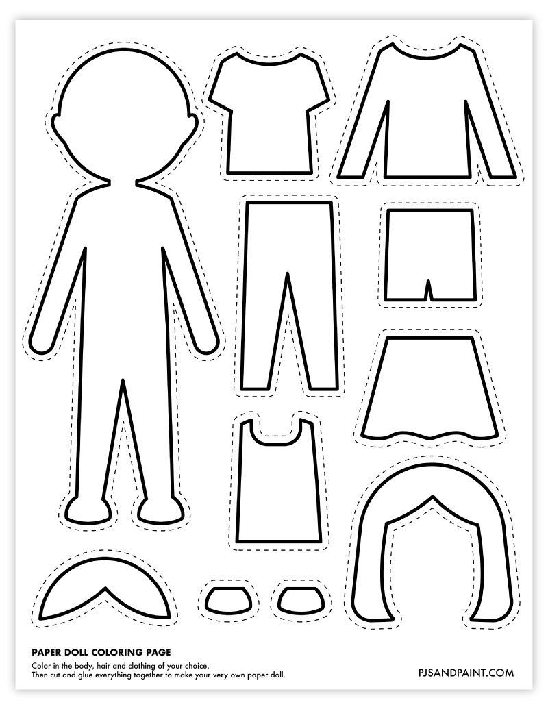 Free Printable Paper Doll Coloring Page - Pjs And Paint pertaining to Printable Paper Dolls To Color Free