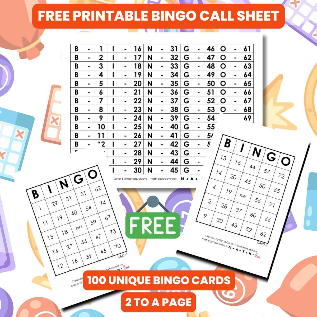 Free Printable Pdf Bingo Cards And Call Sheet (1-75) with Free Printable Bingo Cards And Call Sheet