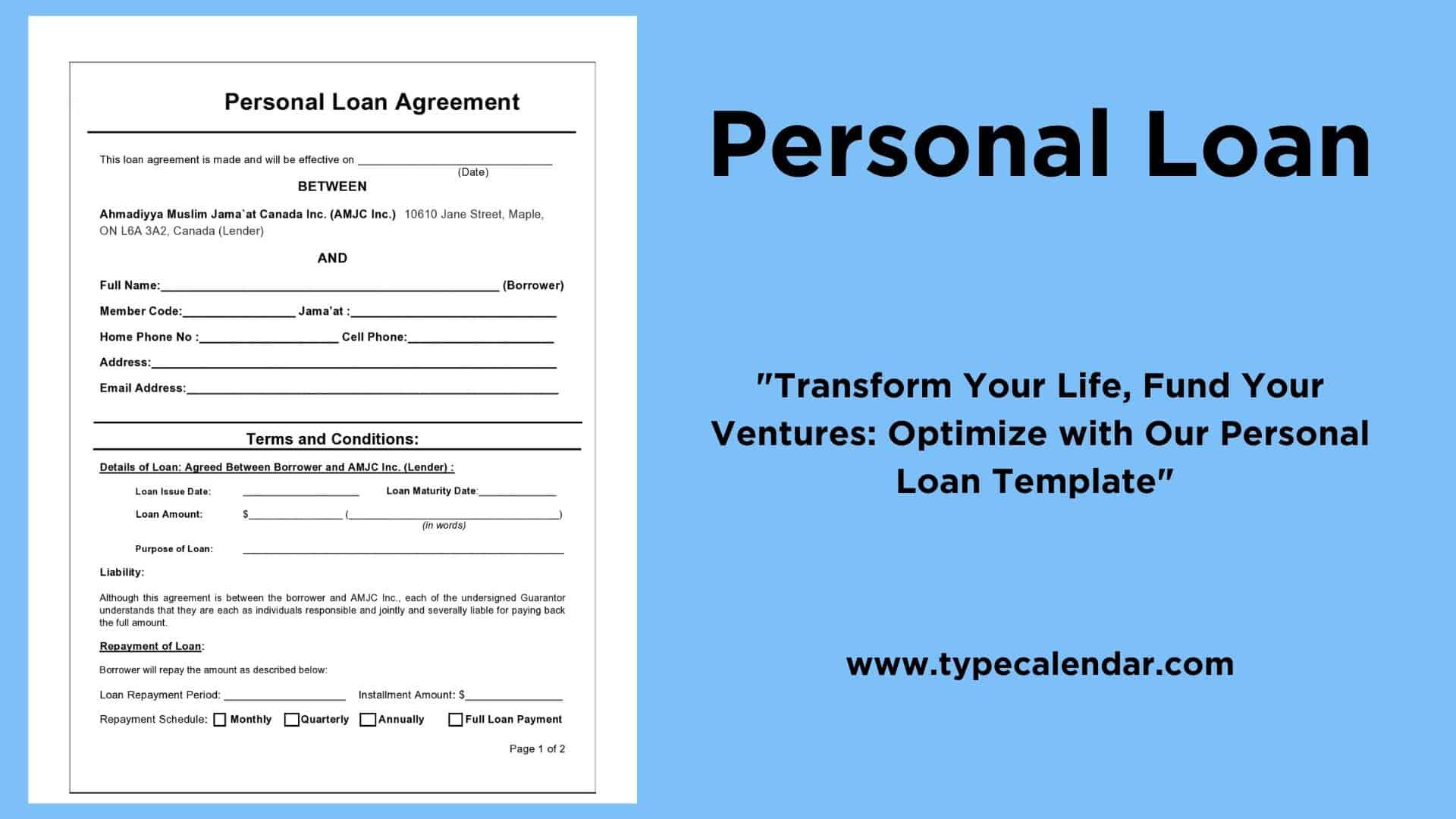 Free Printable Personal Loan Templates [Pdf, Word, Excel] +Examples regarding Free Printable Loan Forms