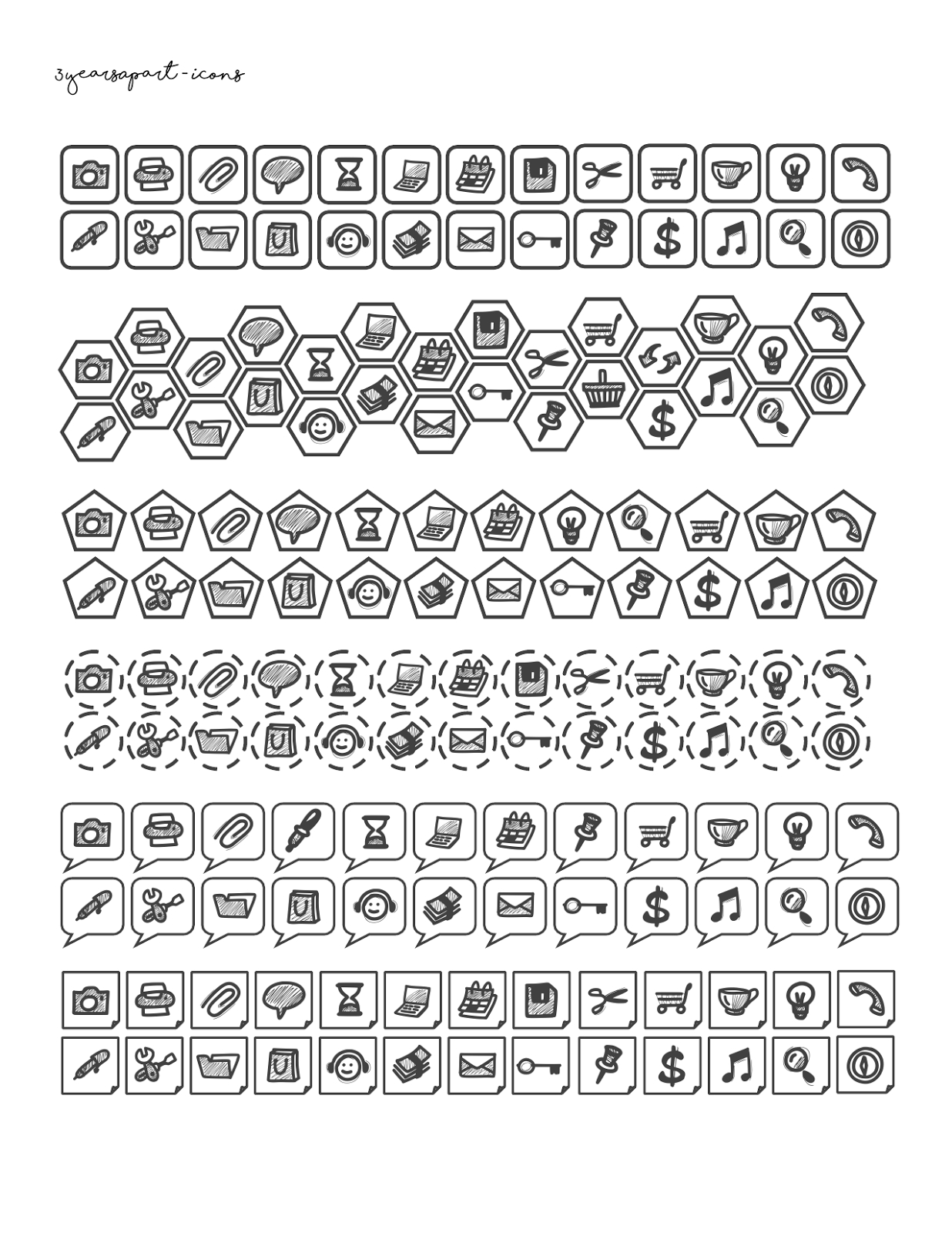 Free Printable Planner Icons - Neutrals | Free Download Bullet within Bullet Journal Stickers Free Printable Black And White