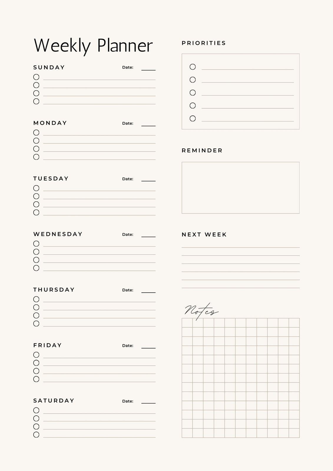 Free, Printable Planner Templates To Customize | Canva for Free Printable Diary Pages