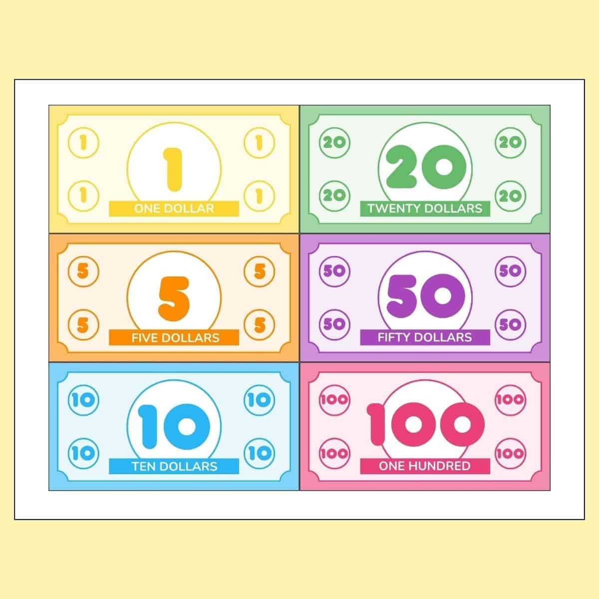 Free Printable Play Money For Classroom Or Kids&amp;#039; Games in Free Printable Play Dollar Bills