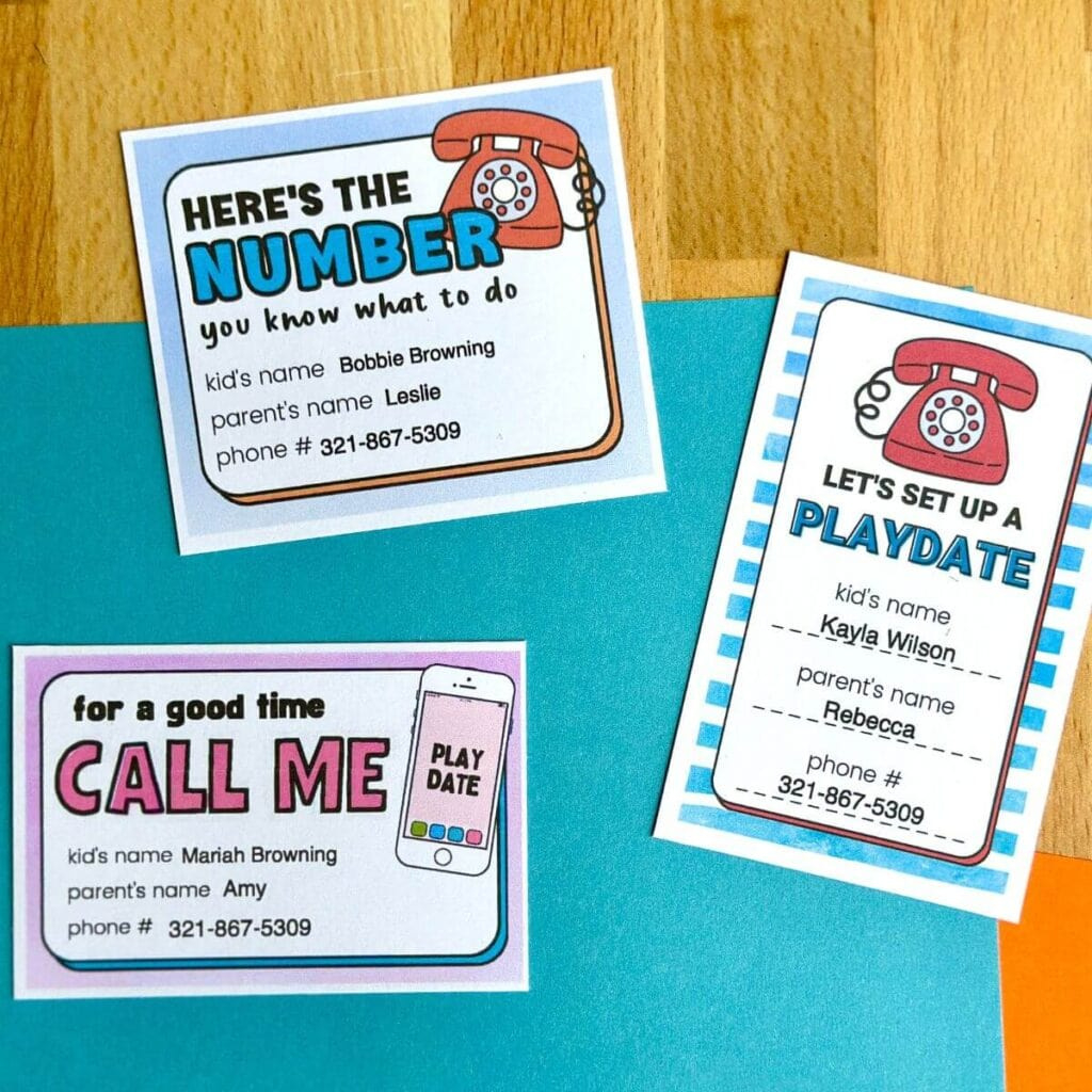 Free Printable Playdate Cards - Like Business Cards For Kids! with regard to Play Date Invitations Free Printable