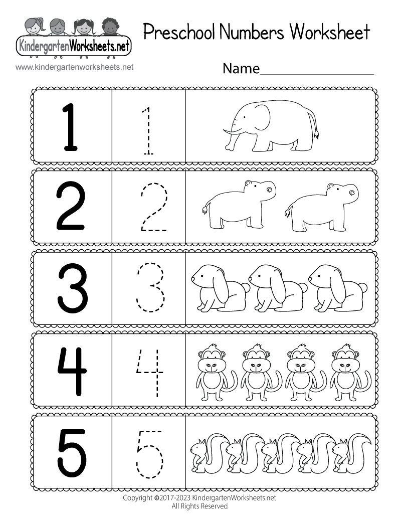 Free Printable Preschool Numbers Worksheet with regard to Free Printables For Kindergarten