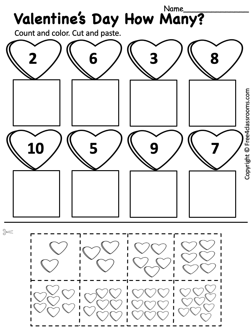 Free Printable Preschool Worksheet - Valentines Day Cut And Paste within Free Printable Preschool Valentine Worksheets
