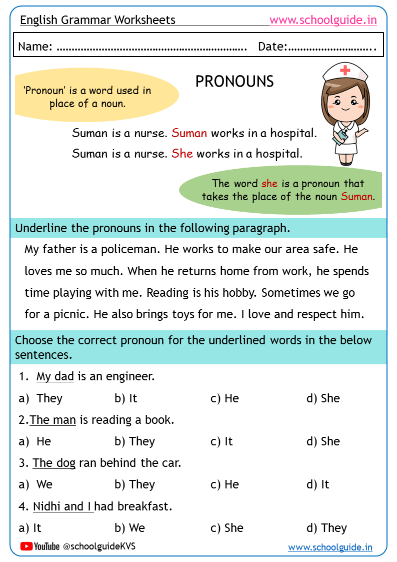 Free Printable Pronouns Worksheets regarding Free Printable Pronoun Worksheets For 2Nd Grade