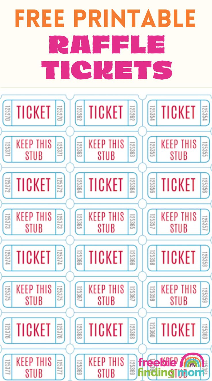 Free Printable Raffle Tickets within Free Printable Tickets