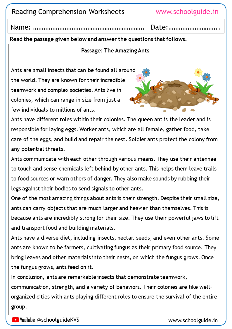 Free Printable Reading Comprehension Worksheets with Free Printable Reading Passages With Questions