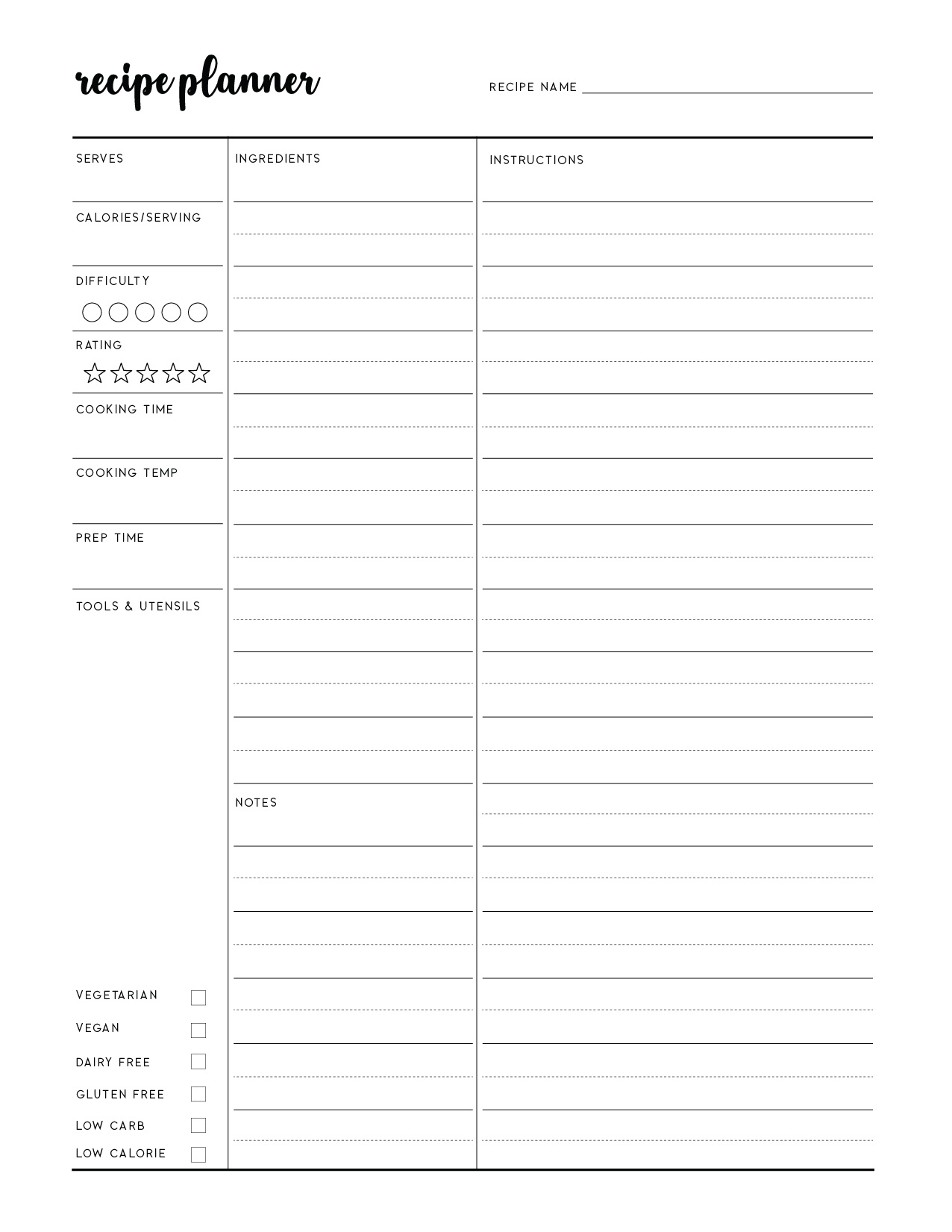 Free Printable Recipe Templates - World Of Printables throughout Free Printable Recipe Page Template