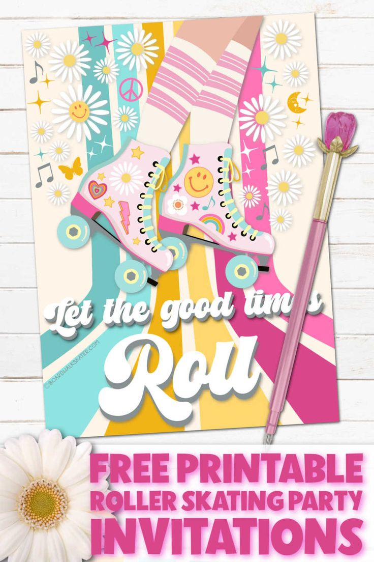 Free Printable Roller Skating Party Invitations Editable Pdf Download in Free Printable Roller Skating Birthday Party Invitations