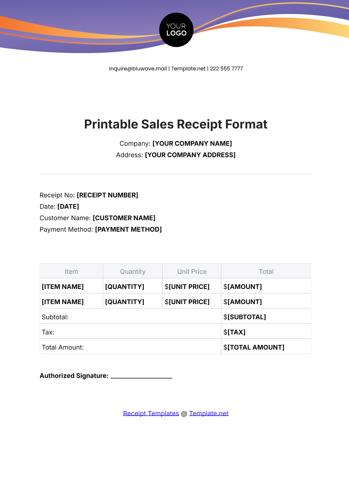 Free Printable Sales Receipt Format Template To Edit Online in Free Printable Sales Receipts Online