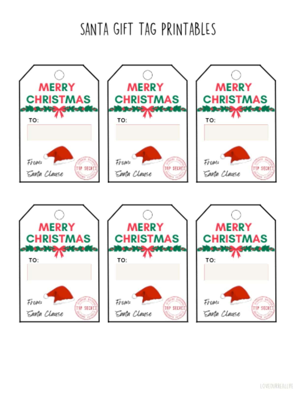 Free Printable Santa Gift Tags (Download Instantly To Print regarding Santa Gift Tags Printable Free