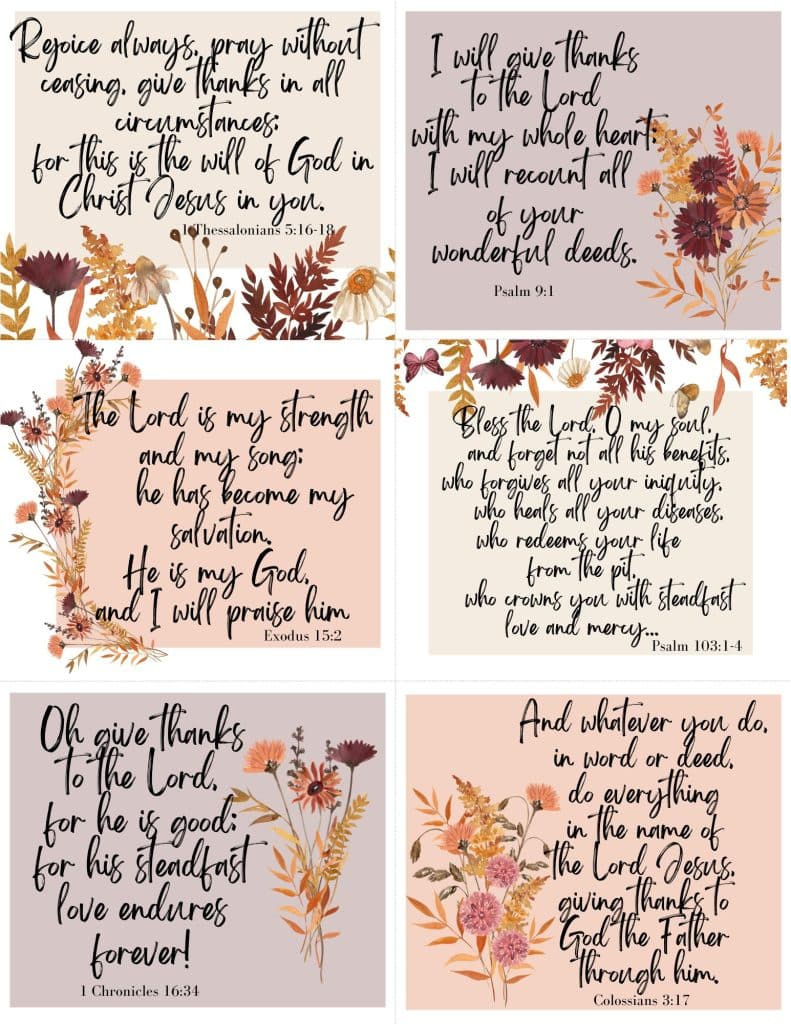 Free Printable Scripture Cards For Thanksgiving And Gratitude with regard to Free Scripture Printables