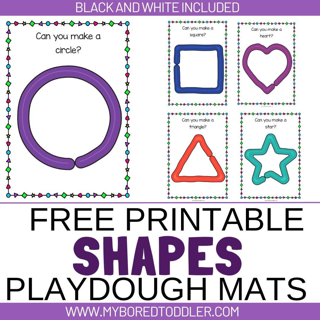 Free Printable Shapes Playdough Mats - My Bored Toddler in Free Printable Playdough Mats