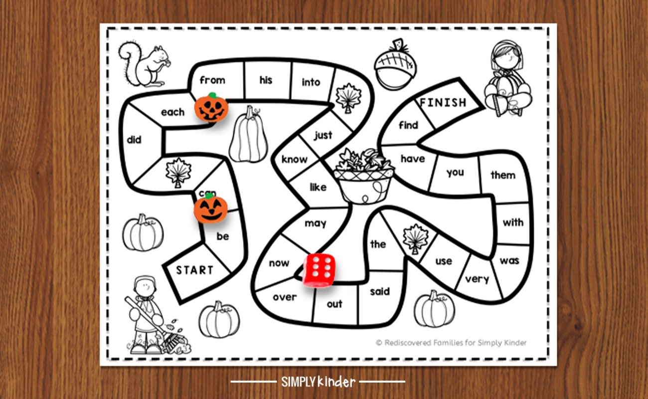 Free Printable Sight Word Game To Make For Fall - Simply Kinder within Free Printable Word Games