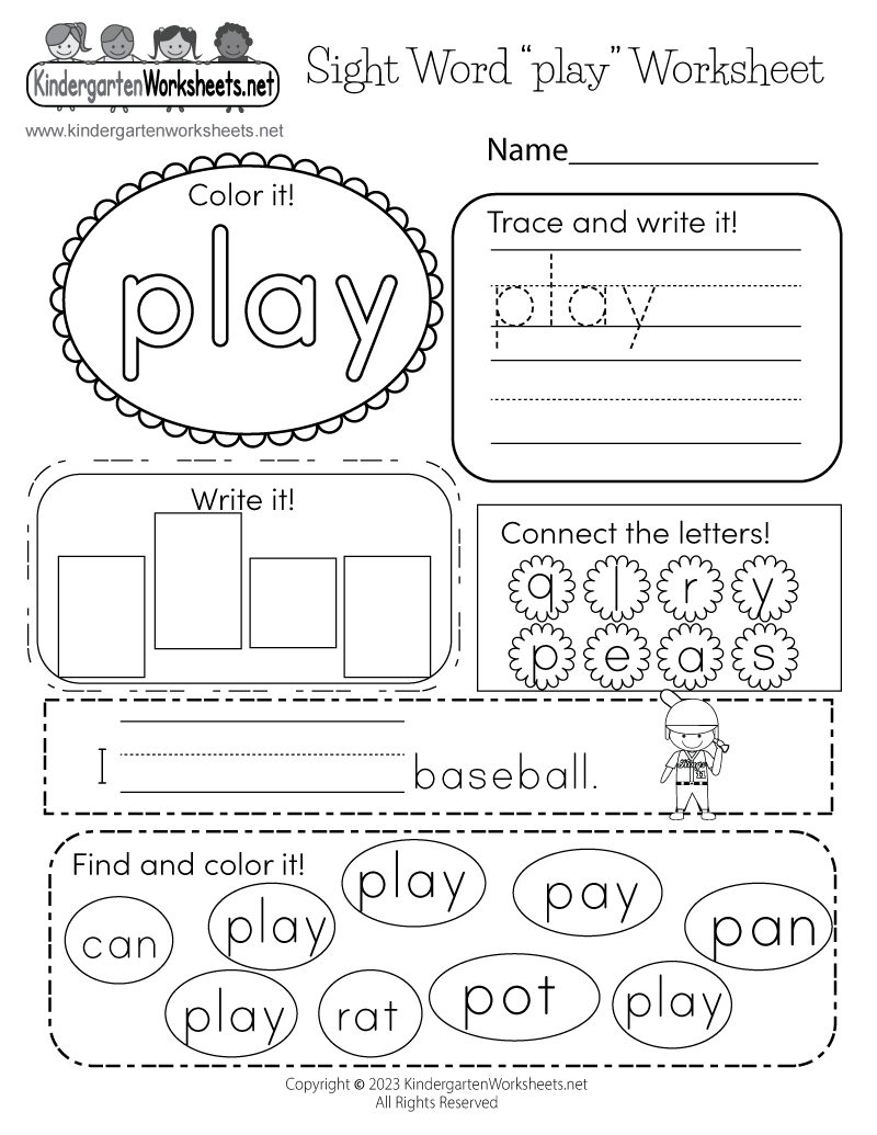 Free Printable Sight Word “Play” Worksheet throughout Free Printable Sight Word Worksheets
