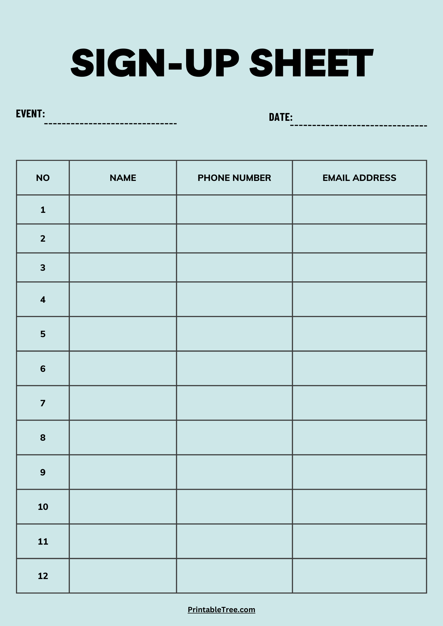 Free Printable Sign-Up And Sign-In Sheet Pdf Templates with Free Printable Sign Up Sheet