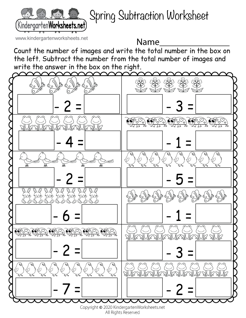 Free Printable Spring Subtraction Worksheet inside Free Printable Subtraction Worksheets