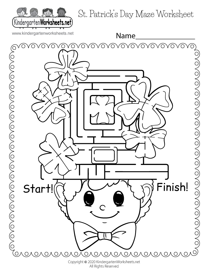 Free Printable St. Patricks Day Maze Worksheet - Worksheets Library inside Free Printable St Patrick Day Worksheets