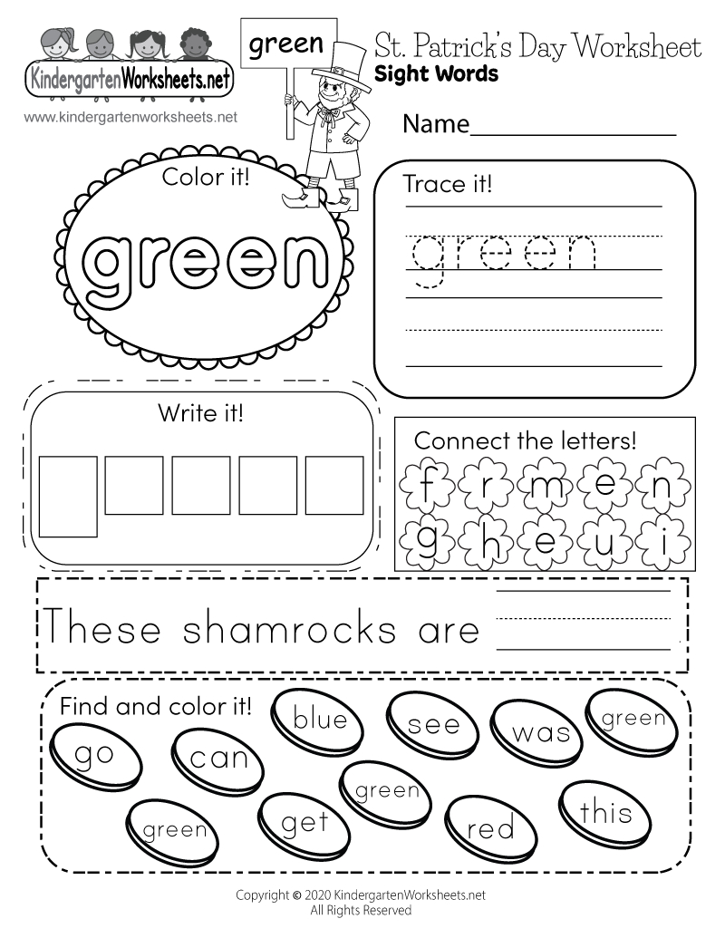 Free Printable St. Patricks Day Sight Words Worksheet - Worksheets intended for Free Printable St Patrick Day Worksheets