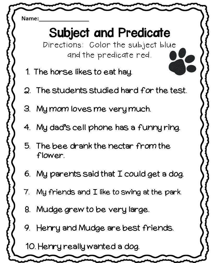 Free Printable Subjects And Predicates Worksheet - Worksheets Library regarding Free Printable Subject Predicate Worksheets 2Nd Grade