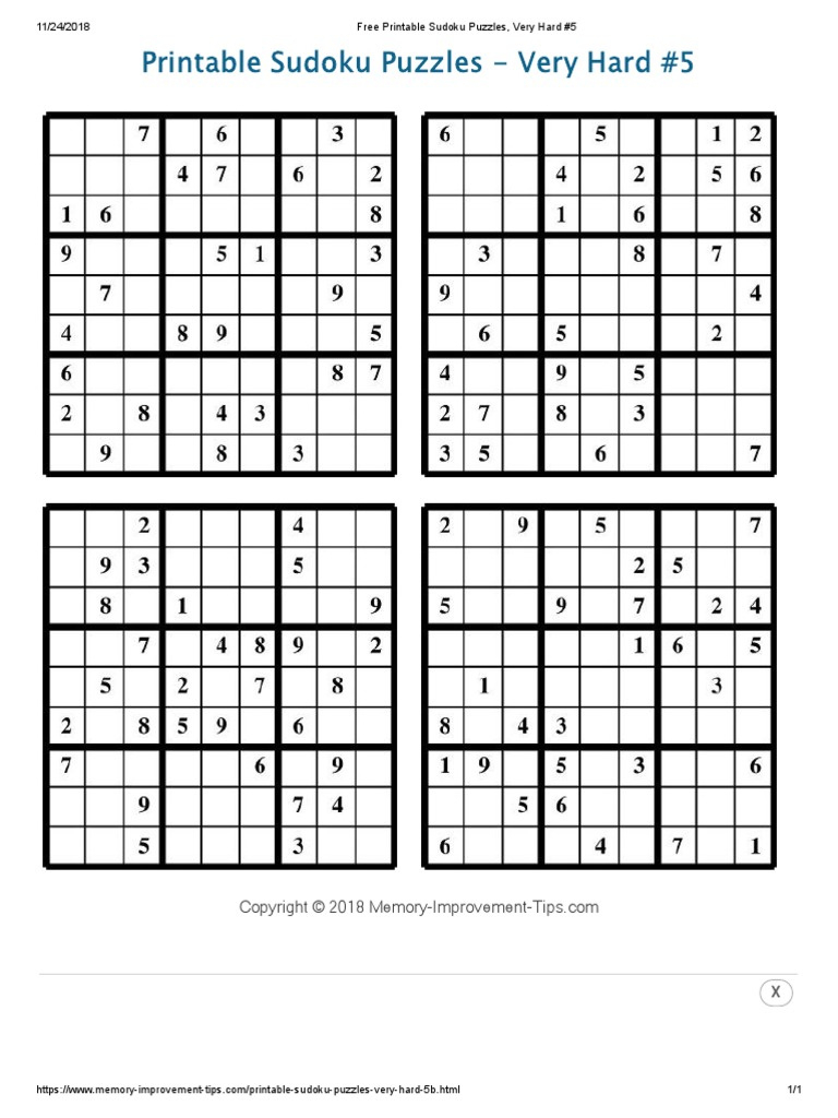 Free Printable Sudoku Puzzles, Very Hard #5 | Pdf - Worksheets Library throughout Free Printable Suduko