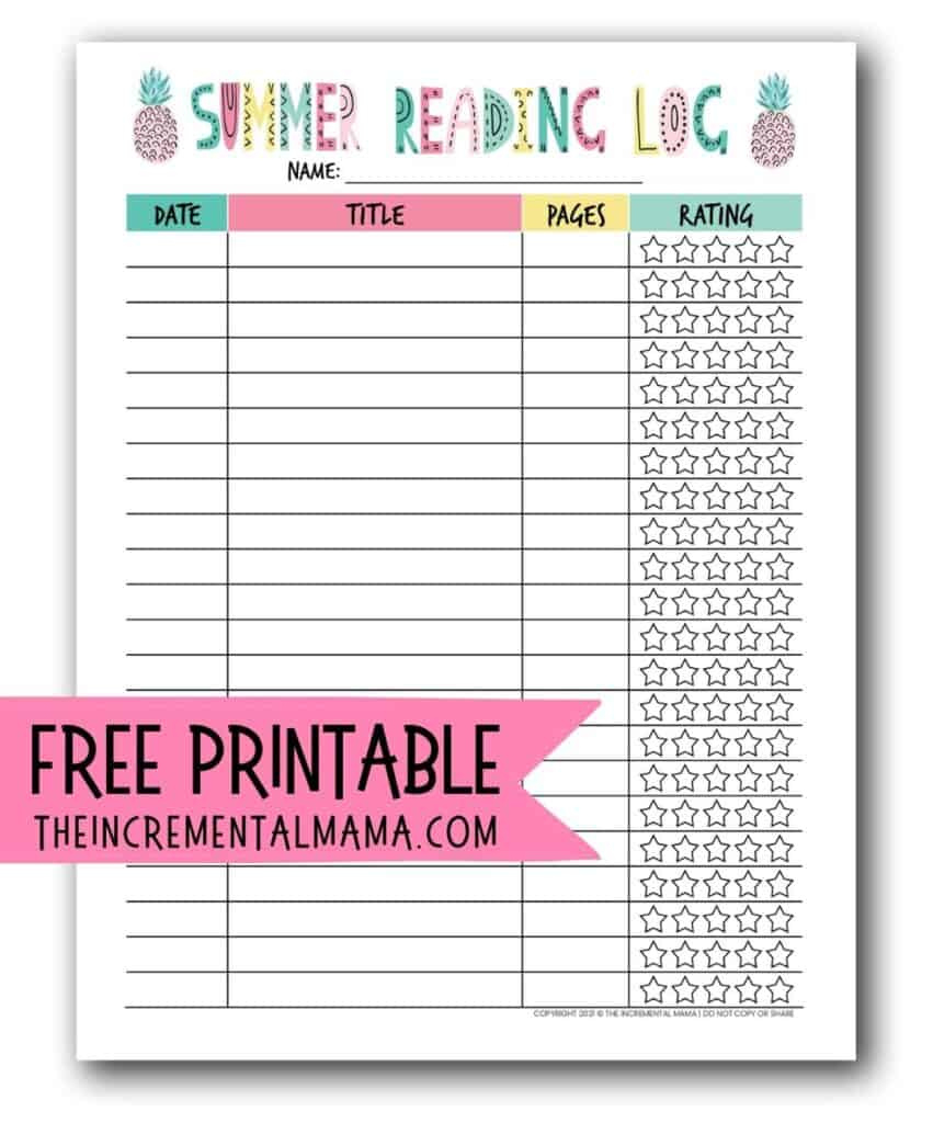 Free Printable Summer Reading Log To Encourage Reading with regard to Free Printable Reading Log