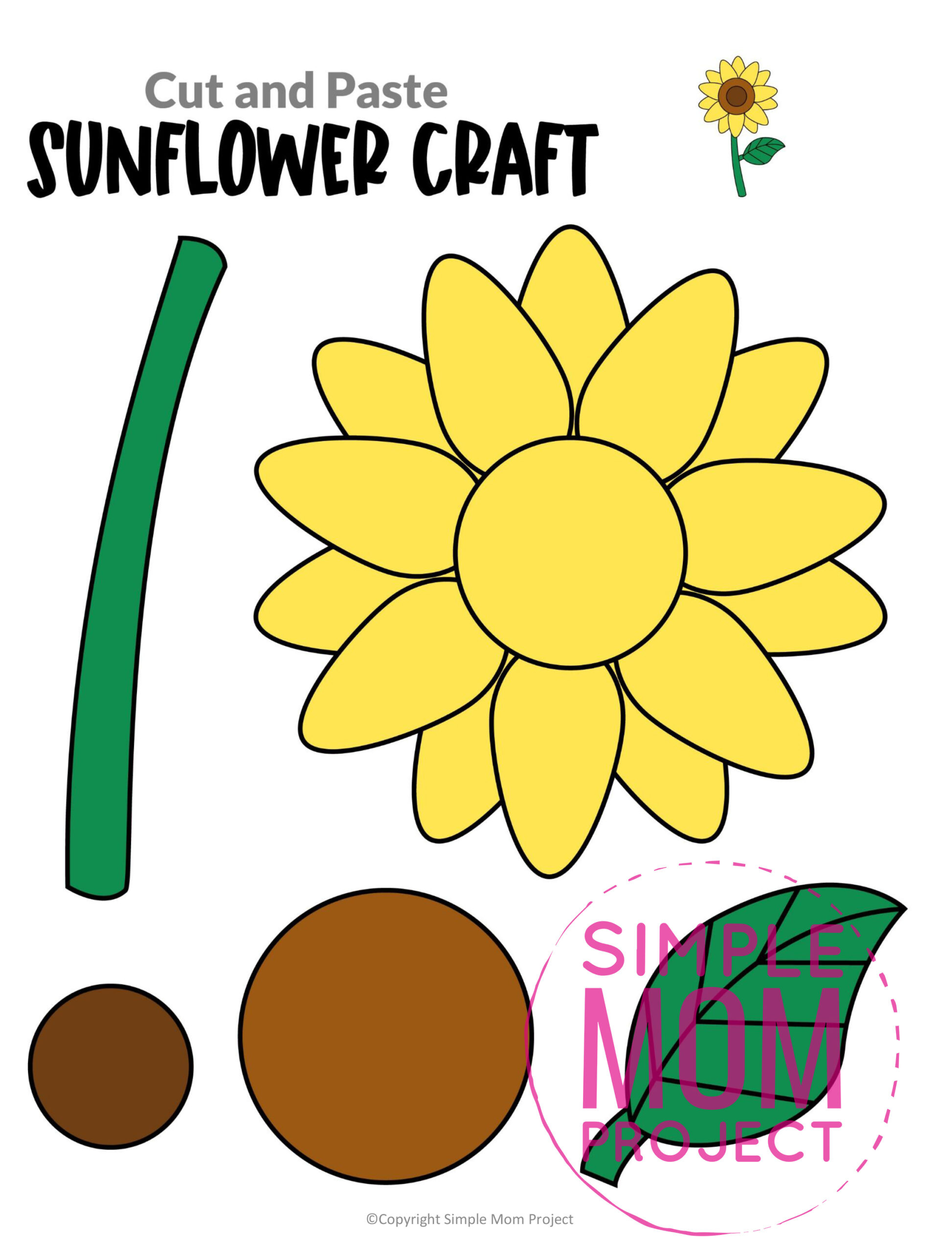 Free Printable Sunflower Craft Template - Simple Mom Project inside Free Printable Sunflower Template