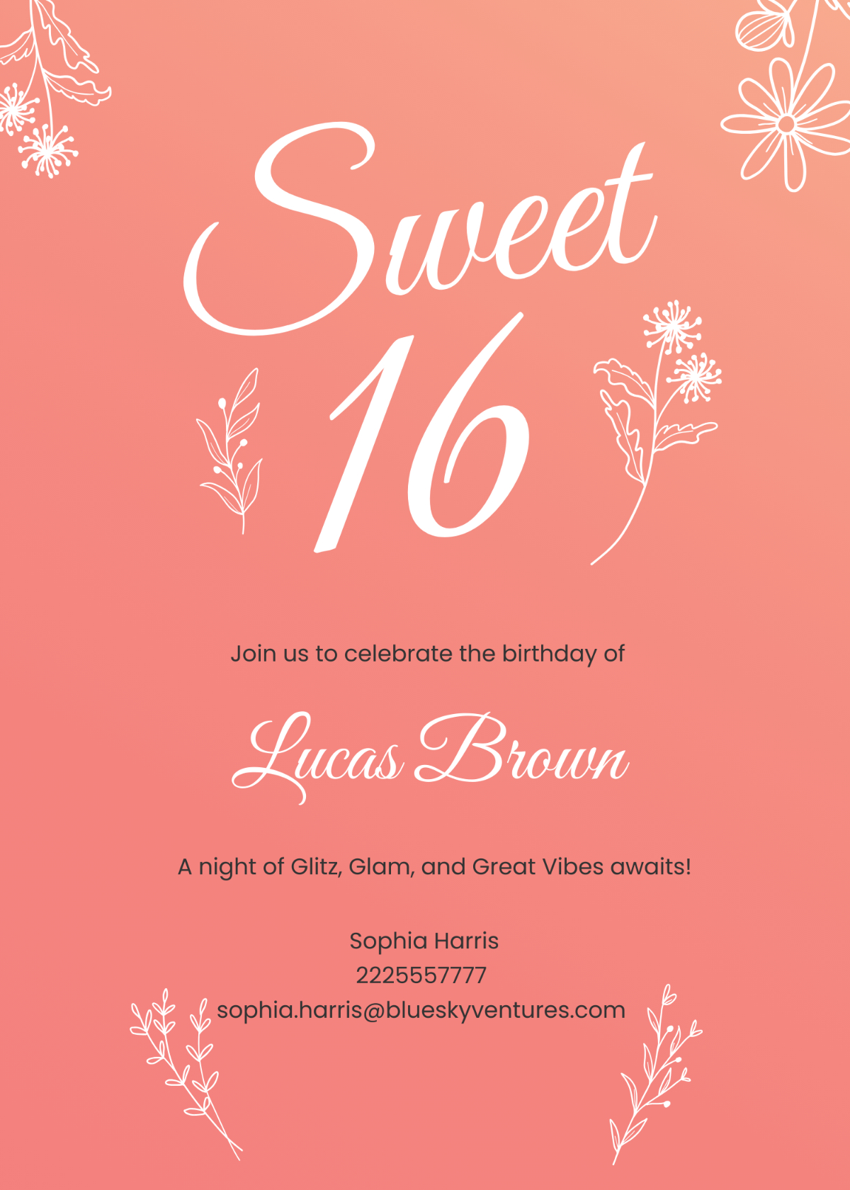 Free Printable Sweet 16 Invitation Template To Edit Online intended for Free Printable Sweet 16 Birthday Party Invitations