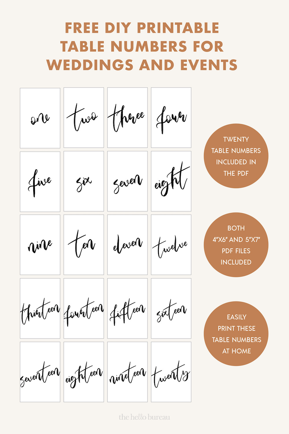 Free Printable Table Numbers For Weddings And Events intended for Free Printable Table Numbers 1 20
