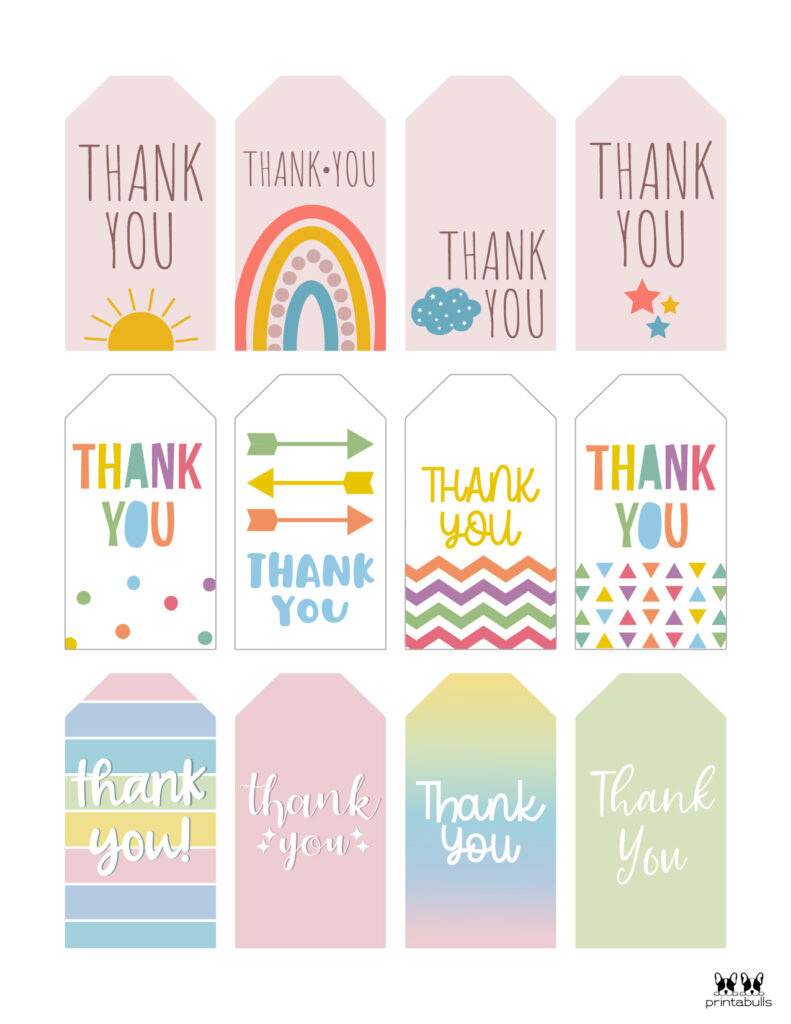 Free Printable Thank You Tags - 300 Tags | Printabulls for Free Printable Thank You Tags For Birthdays