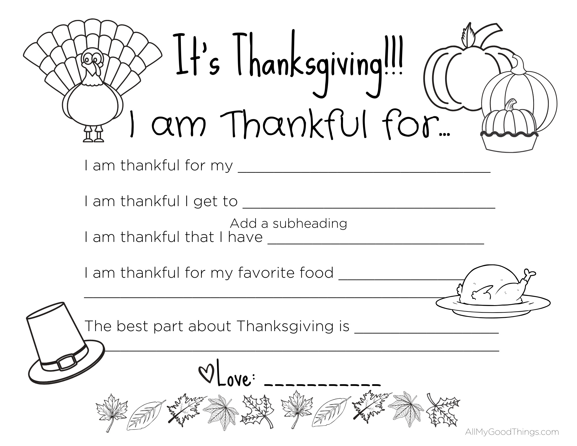 Free Printable Thanksgiving Placemats For The Kids - All My Good intended for Free Thanksgiving Printables