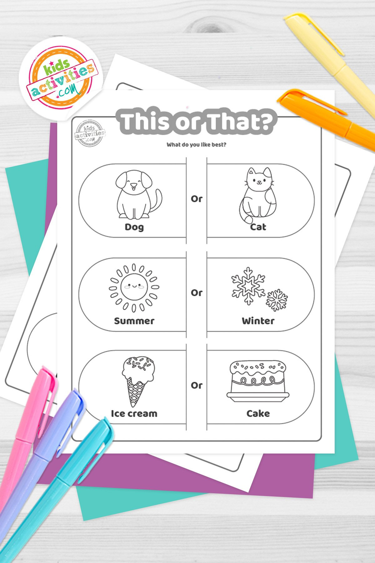 Free Printable 'This Or That' Questions For Kids | Kids Activities with Kidsactivitiesblog Com Free Printables