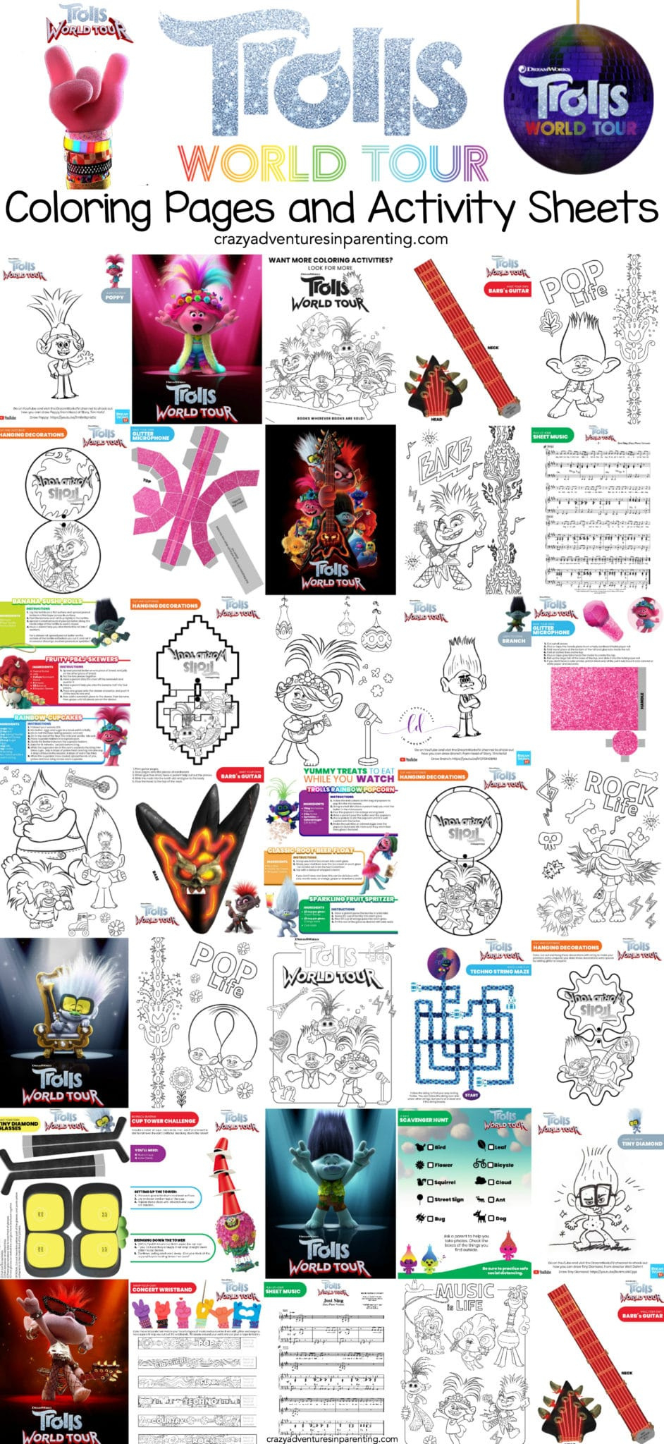 Free Printable Trolls Coloring Pages, Activity Sheets, Zoom regarding Free Trolls Printables