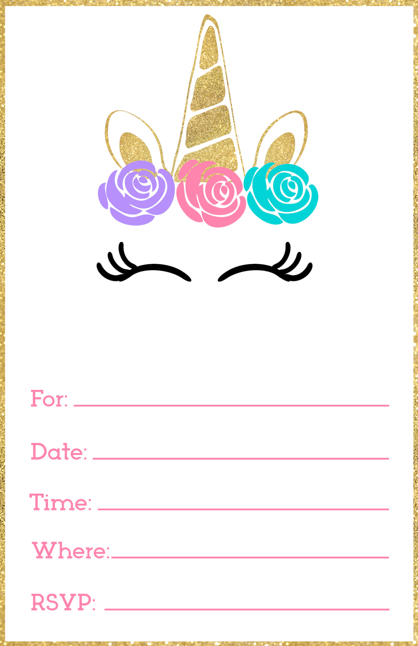 Free Printable Unicorn Invitations Template - Paper Trail Design with regard to Free Printable Birthday Invitations