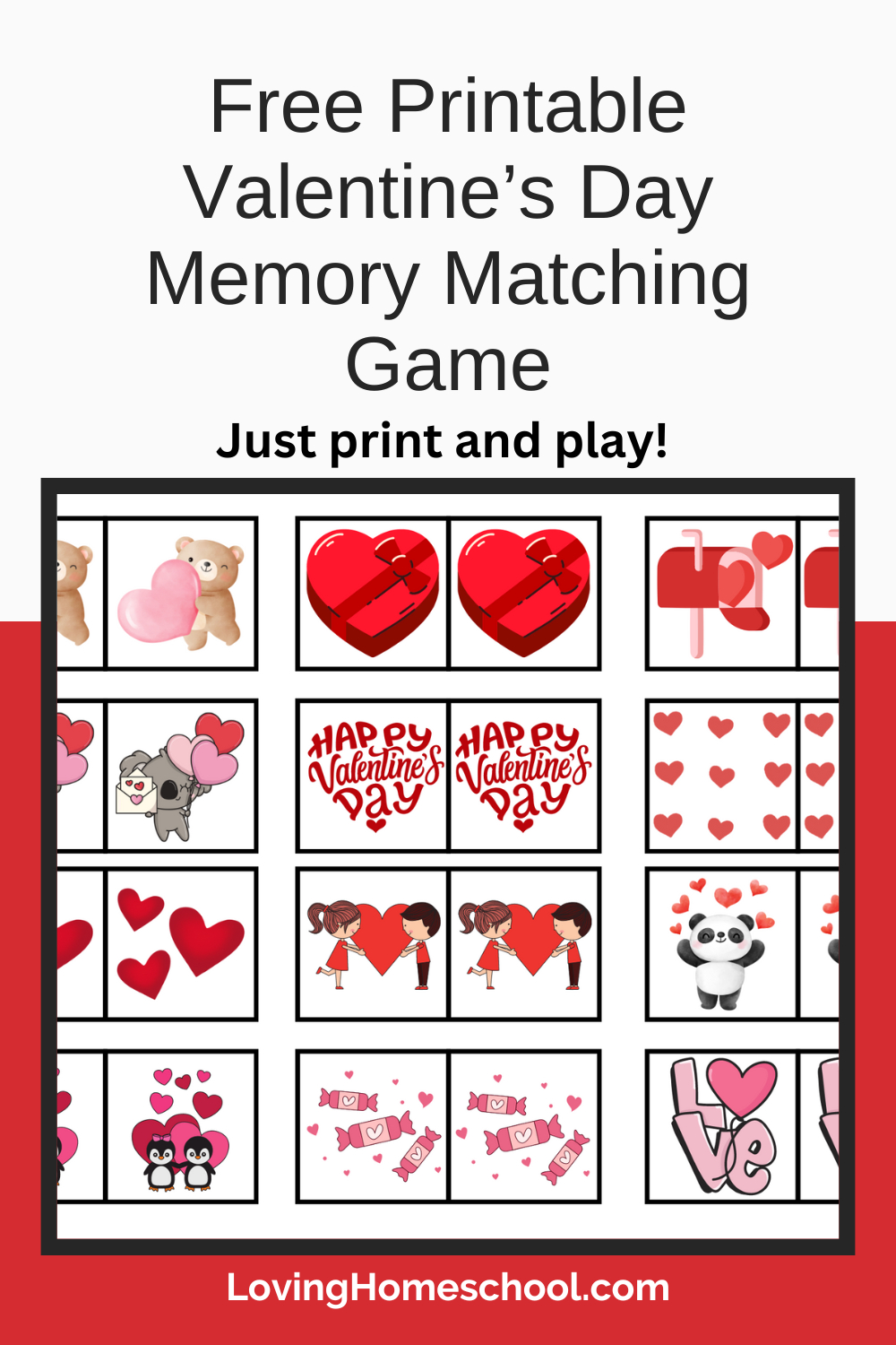 Free Printable Valentine'S Day Memory Matching Game inside Free Printable Valentine Game