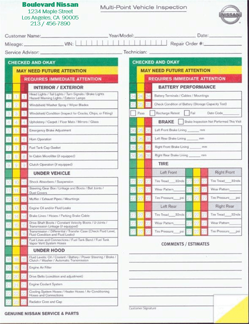 Free Printable Vehicle Inspection Form - Free Download - Printable regarding Free Printable Vehicle Inspection Form