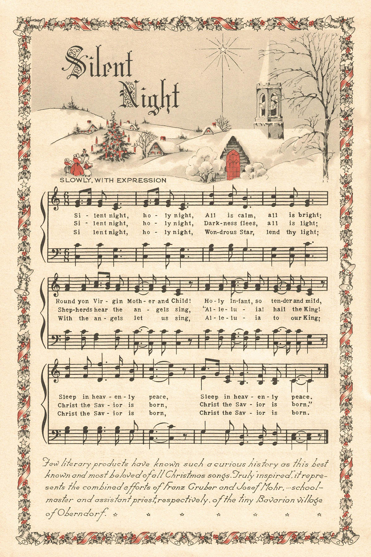 Free Printable Vintage Color Illustration Christmas Carols • Rose with Free Printable Christmas Carols Booklet