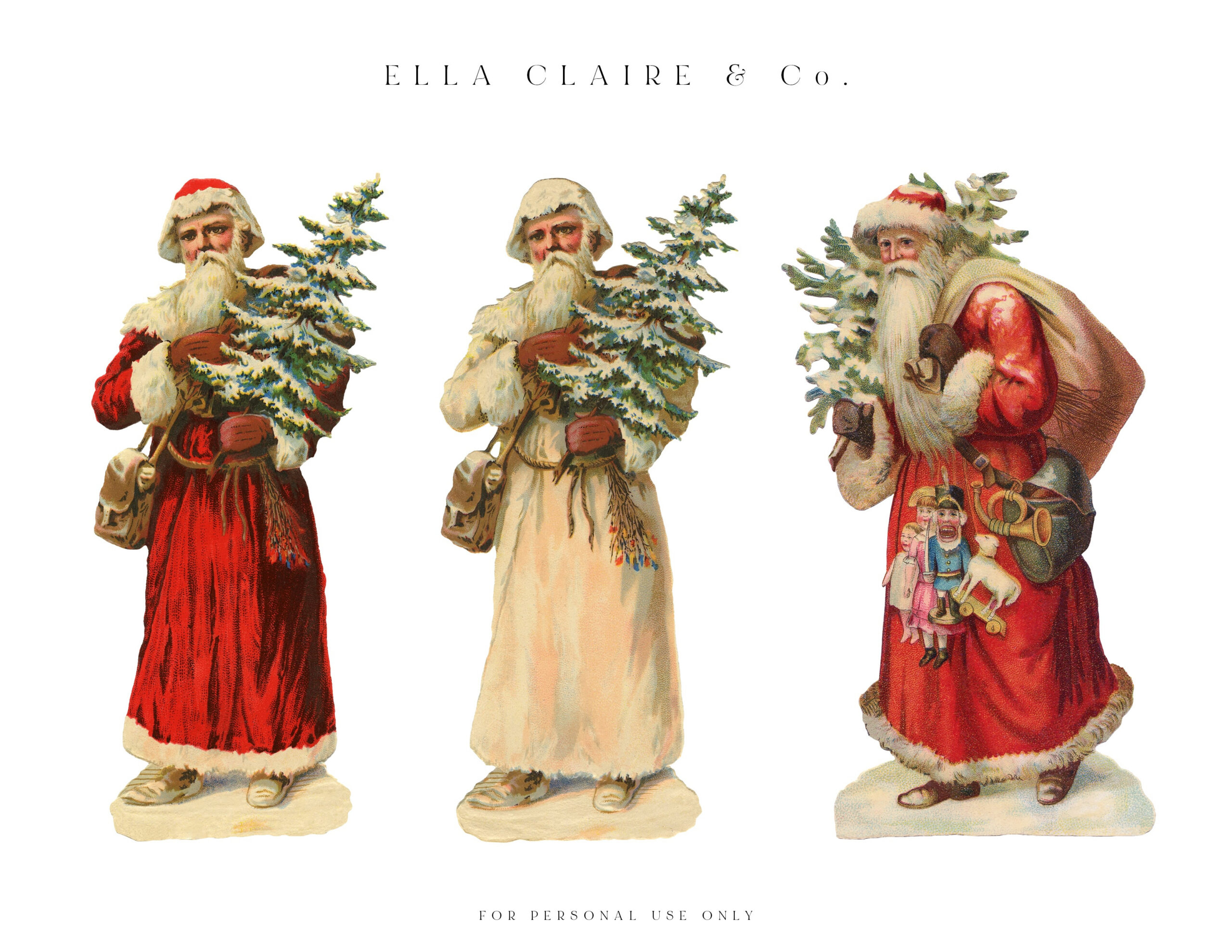 Free Printable Vintage Santas - Ella Claire & Co. throughout Free Printable Vintage Christmas Images
